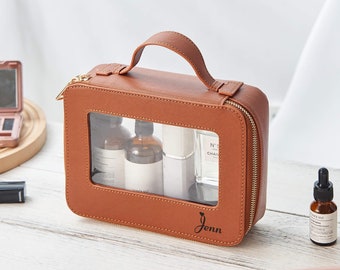 Personalized Clear Makeup Bag, Custom Make up Organizer, Engraved Waterproof Cosmetic Case, Multipurpose Travel Bag, Toiletry Bag for Women