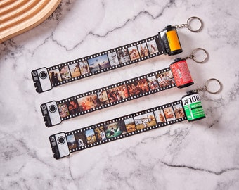 Memory Film Keychain 5-15 Photos, Personalized Camera Photos Roll Keychain, Family Friends, Birthday Christmas Anniversary Memorial Gift