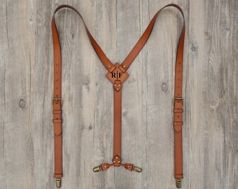 Personalized Leather Suspenders - Wedding Suspenders - Men's Suspenders - Groomsmen Suspenders - Rustic Suspenders - Rustic Handmade Belt