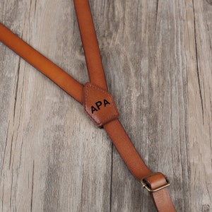 Groomsman Gift Mens Genuine Leather Suspenders Brown Suspenders Leather Suspenders Personalized Gift image 5