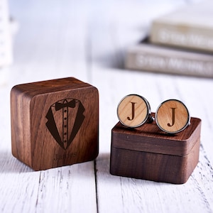 Personalized Wooden Wedding Cufflinks, Groomsman Cufflinks, Best Man Cufflinks, Party Role Cufflinks, Wood Engraved Cufflinks, Gift for him