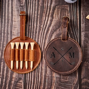 Personalized Leather Golf Bag Tag, Custom Leather Golf Bag Tags, Groomsmen Gift, Father&#39;s Day Gift Gift for Dad, Golf Gifts