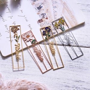 Colorful Birthday Flower Bookmark, Custom Name Bookmark, Personalized Name Bookmark, Cutting 3D Names, Women Birthday Commemorative Gifts