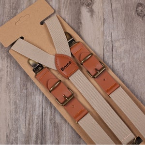 Gepersonaliseerde bruidsjonkers bretels Nylon jarretel leren bretels met strikje Bruiloft bretels stalcadeau