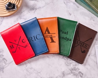 Custom Leather Golf Scorecard Holder and Log Book, Personalized Leather Golf Book, Anniversary Gift for him, Christmas, Gift for Golfer