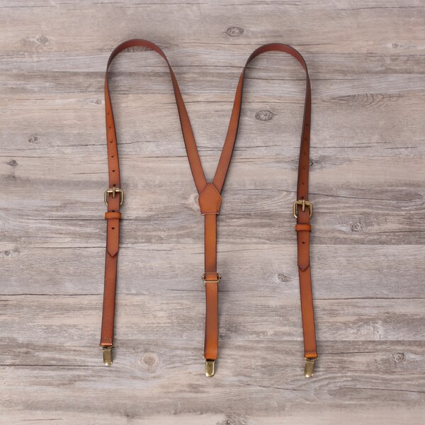 Groomsman Gift Personalized Men’s Leather Suspenders Groomsmen Suspenders Brown Suspenders Leather Suspenders