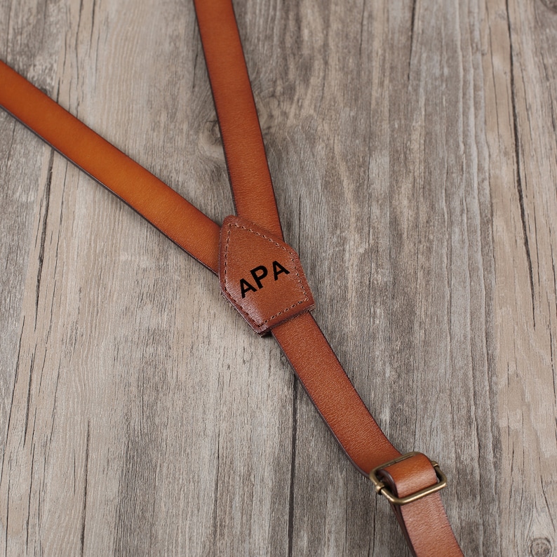 Groomsmen Gifts Personalized Natural Leather Suspenders Groomsmen Suspenders Wedding Suspenders Best Man Gift zdjęcie 5