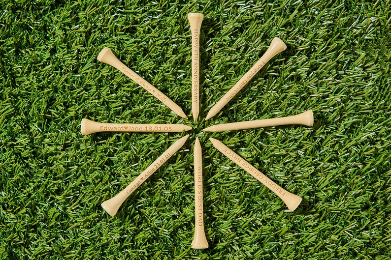 Tees de golf personnalisés, Tees de golf personnalisés gravés au laser, Tees de golf personnalisés, Tees de golf gravés au laser/bois naturel de 2,75 po. image 3