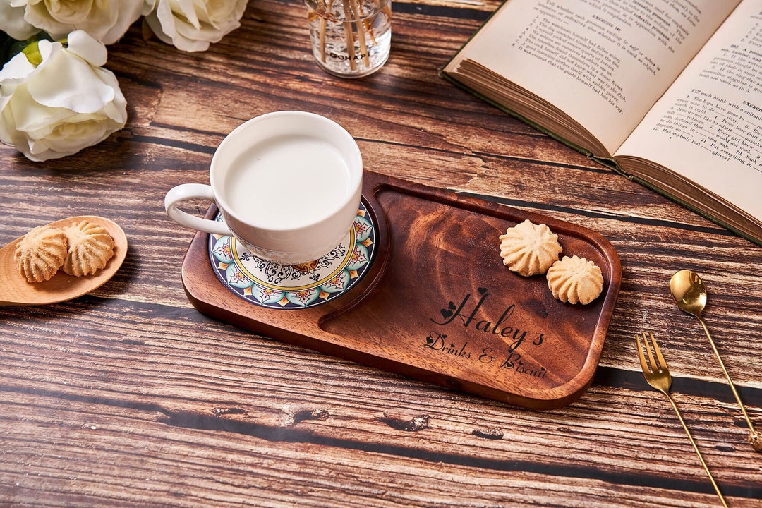 Engraved Tea & Biscuits Board, Personalized Wood Treat Tray, Tea and Biscuit Board, Wood Coffee ...