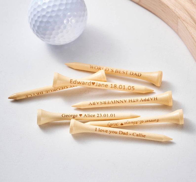 Tees de golf personnalisés, Tees de golf personnalisés gravés au laser, Tees de golf personnalisés, Tees de golf gravés au laser/bois naturel de 2,75 po. image 8