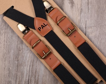 Groomsmen Brown Leather Suspenders for Men Rustic Wedding Ring Bearer Outfits Wedding Men Suspenders Boys Brown Suspenders with Bowtie