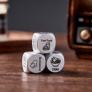 Food Dice, Food Type Decision Dice, Movie Dice, Him Her Couple Gifts, Anniversary Date Night Gifts, Christmas Birthday Gift, 3 Dices Set
