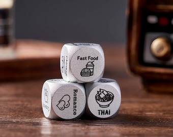 Food Dice, Food Type Decision Dice, Movie Dice, Him Her Couple Gifts, Anniversary Date Night Gifts, Christmas Birthday Gift, 3 Dices Set