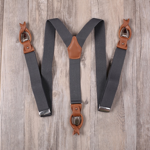 Personalized Brown Leather Suspenders Men Wedding Rustic Etsy