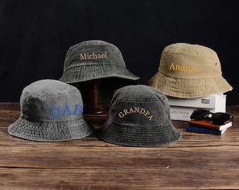 Customized Bucket Hat, Vintage Hat, Custom Gift for Her, Embroidered Hat For Him, Bachelorette Party Favors, Personalized Womens Hat