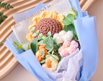 Crochet Flowers,Finished Product,Crochet Tulip,Crochet Flower Bouquet,Crochet Flower Gift for Girlfriend,Christmas Gift,Crochet Gift for Her