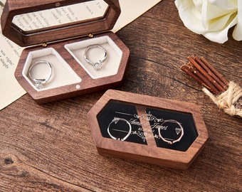 Caja de anillo de boda personalizada / Portador de anillo personalizado / Caja de anillo grabada para ceremonia de boda de compromiso / Caja de recuerdo