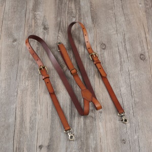 Groomsman Gift Mens Genuine Leather Suspenders Brown Suspenders Leather Suspenders Personalized Gift image 3