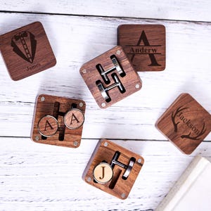 Engraved Wood Cufflinks, Custom Wedding Day Cufflinks, Personalized Husband Cufflinks, Groomsmen Proposal, Best Man Gift, Anniversary Gift