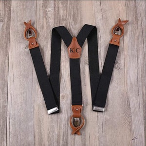 Handmade Mens Suspenders Groomsmen Suspenders Y-Back Style Adjustable Solid Suspenders