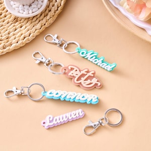 Acryl Name Schlüsselbund, 3D Name Schlüsselbund, Rucksack Schlüsselbund, Kinder Schlüsselbund, personalisierte Name Schlüsselbund, Windel Tasche Tag, Schlüsselbund