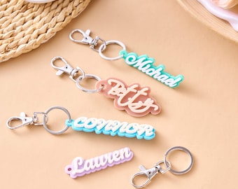 Acrylnaamsleutelhanger, 3D-naamsleutelhanger, rugzaksleutelhanger, kindersleutelhanger, gepersonaliseerde naamsleutelhanger, luiertaslabel, sleutelhanger