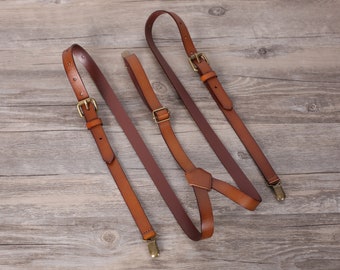 Groomsman Gift Men’s Leather Suspenders Groomsmen Suspenders Brown Suspenders Leather Suspenders Personalized Gift