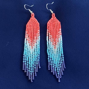 Red to Purple Beaded Earrings