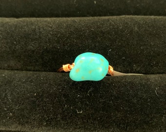 Turquoise Stone Ring w/ Copper Wire