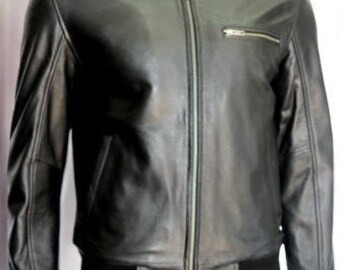 Handgemaakt zwart slim-fit schapenvacht bikerjack van echt leer | Heren motorkleding designer feestkleding echt leren jas