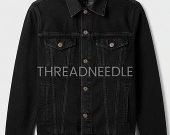 Herren handgefertigte schwarze Jeansjacke | Herren Cowboy Style Jeansjacke | Herren Slim Fit Motorradjacke aus schwarzer Baumwolle