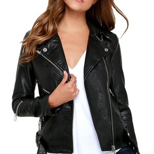 Women Lambskin Soft Real Leather Jacket Motorcycle Black Slim - Etsy