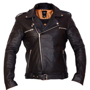 Men&#39;s Slim Fit Motorcycle Leather Jacket | Men Handmade Biker Classic Style Slim Fit Genuine Leather Jacket | Men Black Leather Jacket