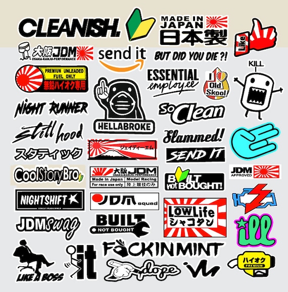 jdm 26 random car sticker decal pack car window Stickers for Jdm slammed  race drift