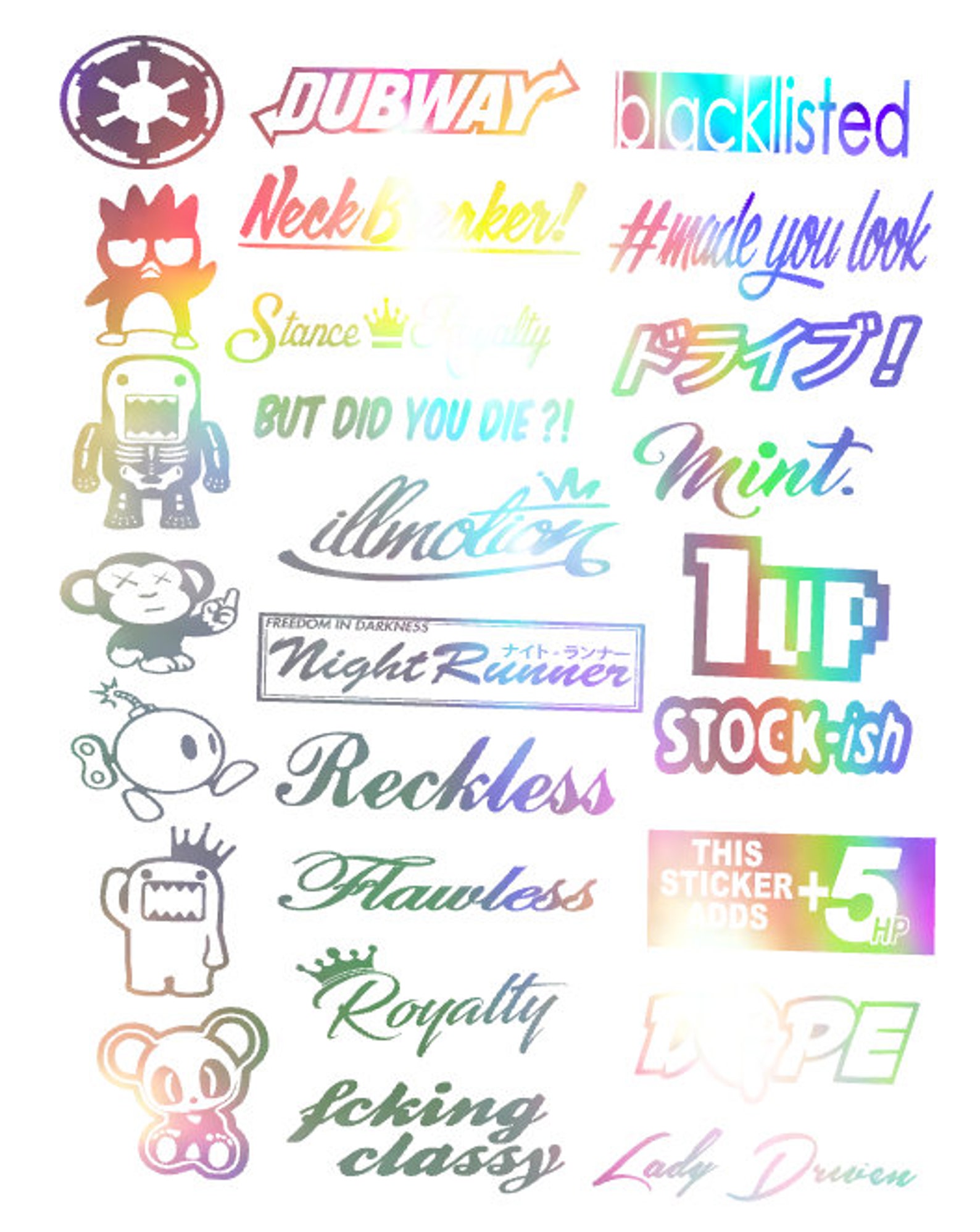 JDM Sticker Pack Tuner Vinyl 26 Stickers You Choose Color Etsy