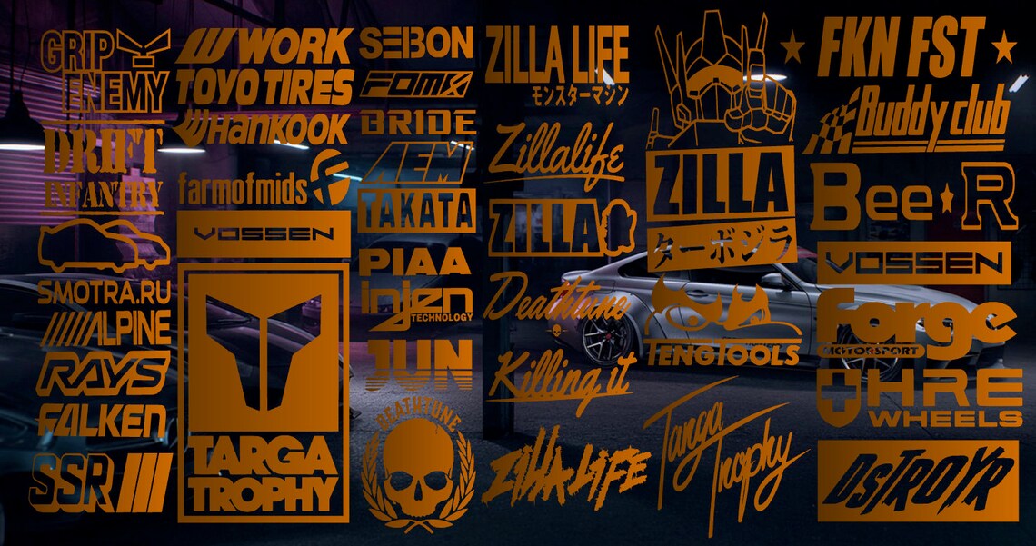 39 Automotive Sponsor Decals JDM Car Racing Drift Sticker Etsy