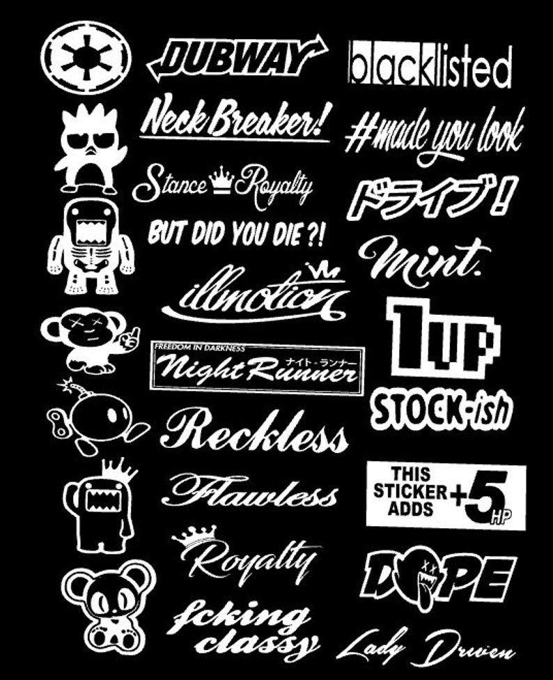 JDM Sticker Pack Tuner Vinyl 26 Stickers You Choose Color Etsy