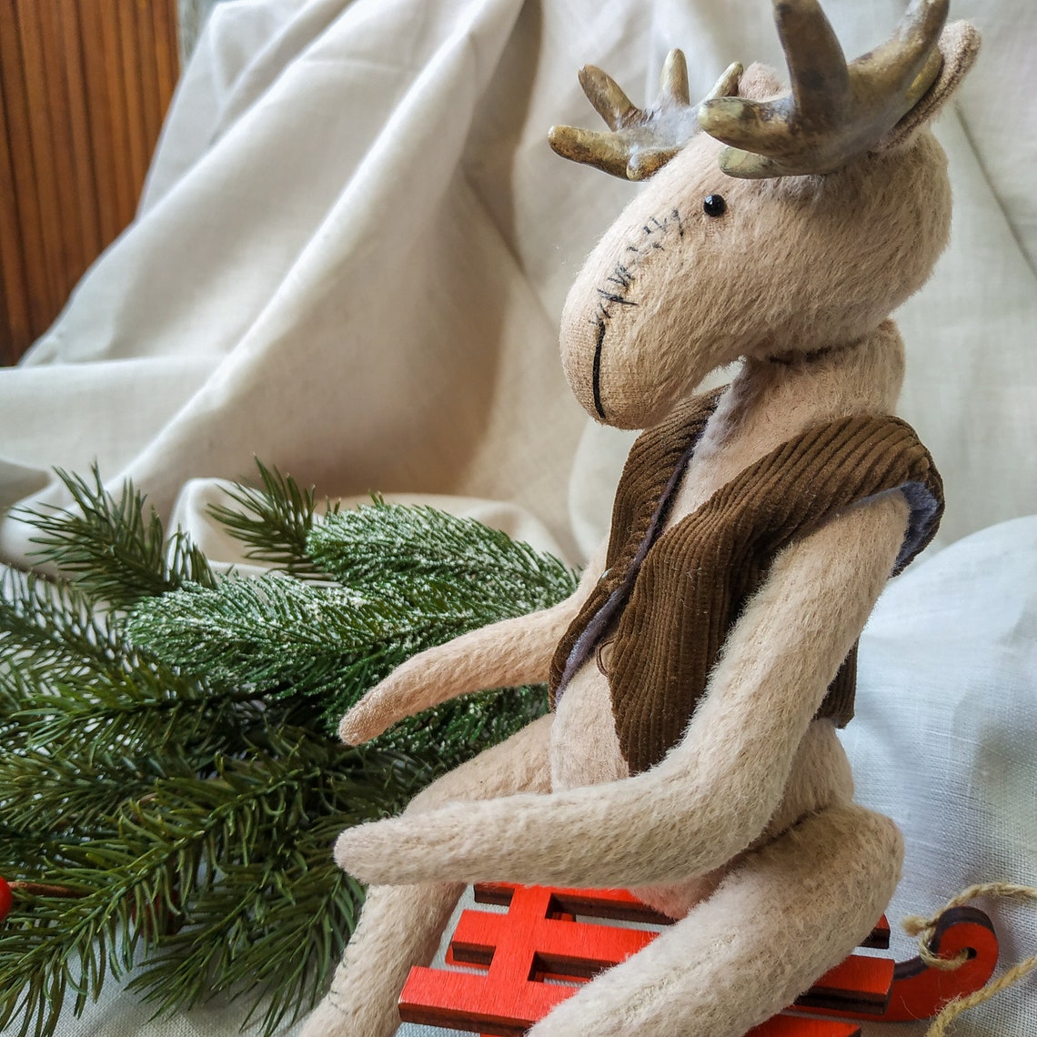 Vintage Viscose Moose toy Christmas Moose Decor Moose doll Etsy
