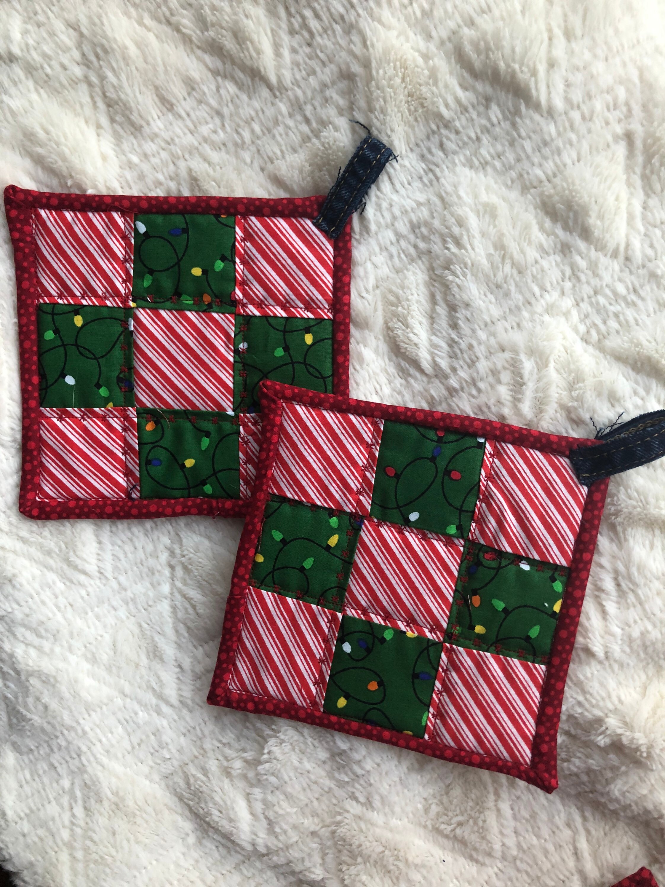 Festive Christmas Potholders set of 2 Etsy