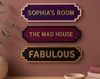 Personalised Acrylic Name Sign | Custom Laser-Cut Plaque with Metallic Gold Text | Nursery Wall Art, Kids Bedroom Door, Custom Name Gift