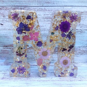 Pressed Flower Resin Letters / Freestanding Light up Letters for Shelf / Handmade Birthday Gift / Large 6 A-Z Personalised Letters image 5