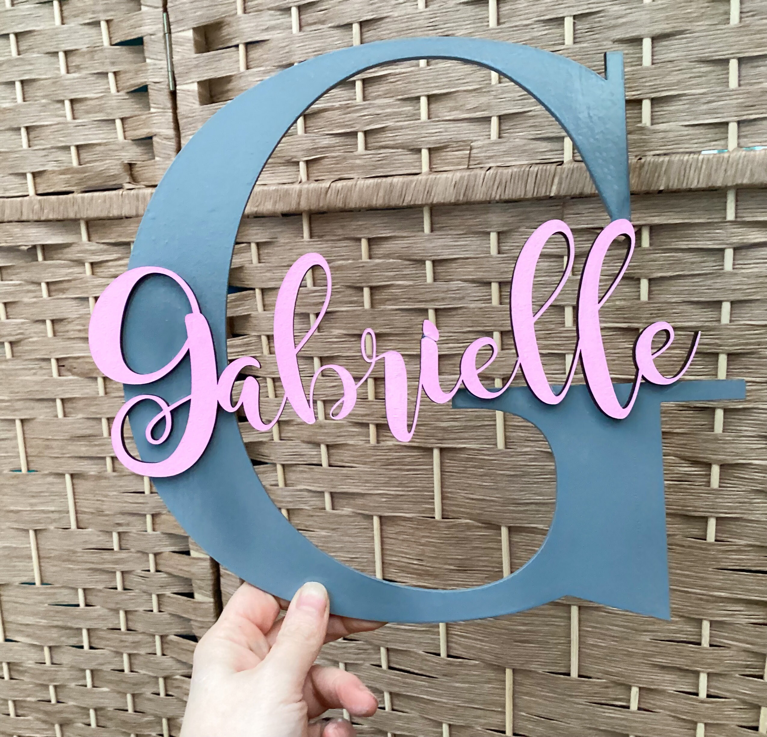 Custom Wooden Name Sign | Personalised Monogram Letter Sign | Nursery ...