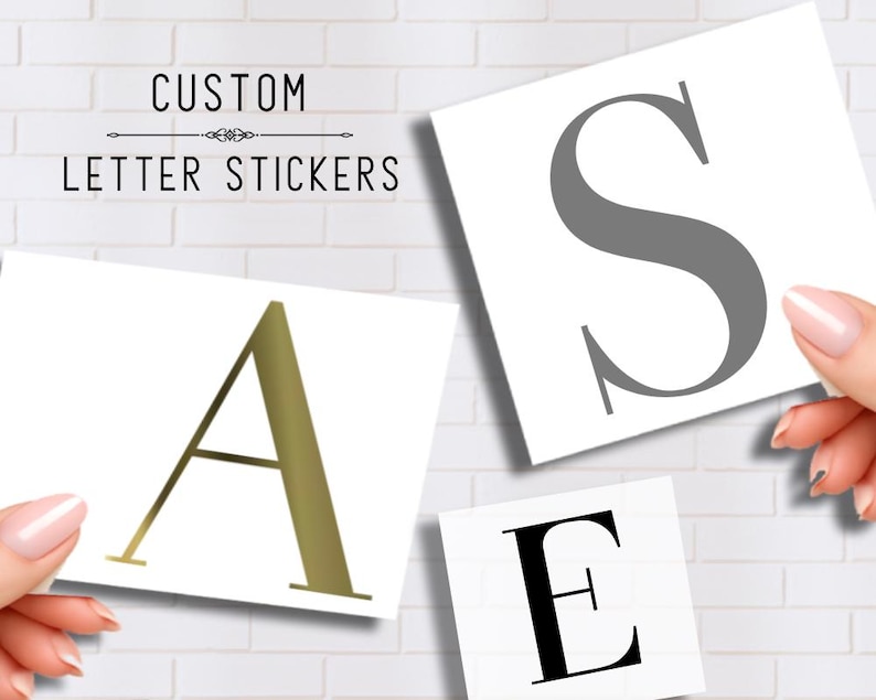 Letter Sticker | Initial Stickers | Vinyl Letters | Minimalist Sticker | Custom Vinyl Sticker | Wine Glass Decal | Water Bottle Sticker image 2