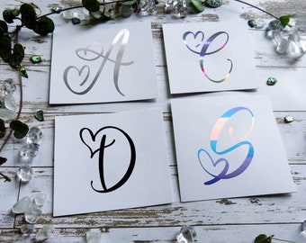 LETTER STICKER / Minimalist Sticker / Custom Vinyl Decal / Initial Vinyl Stickers /  Stickers for Laptop / Wine Glass Decal / Heart Sticker