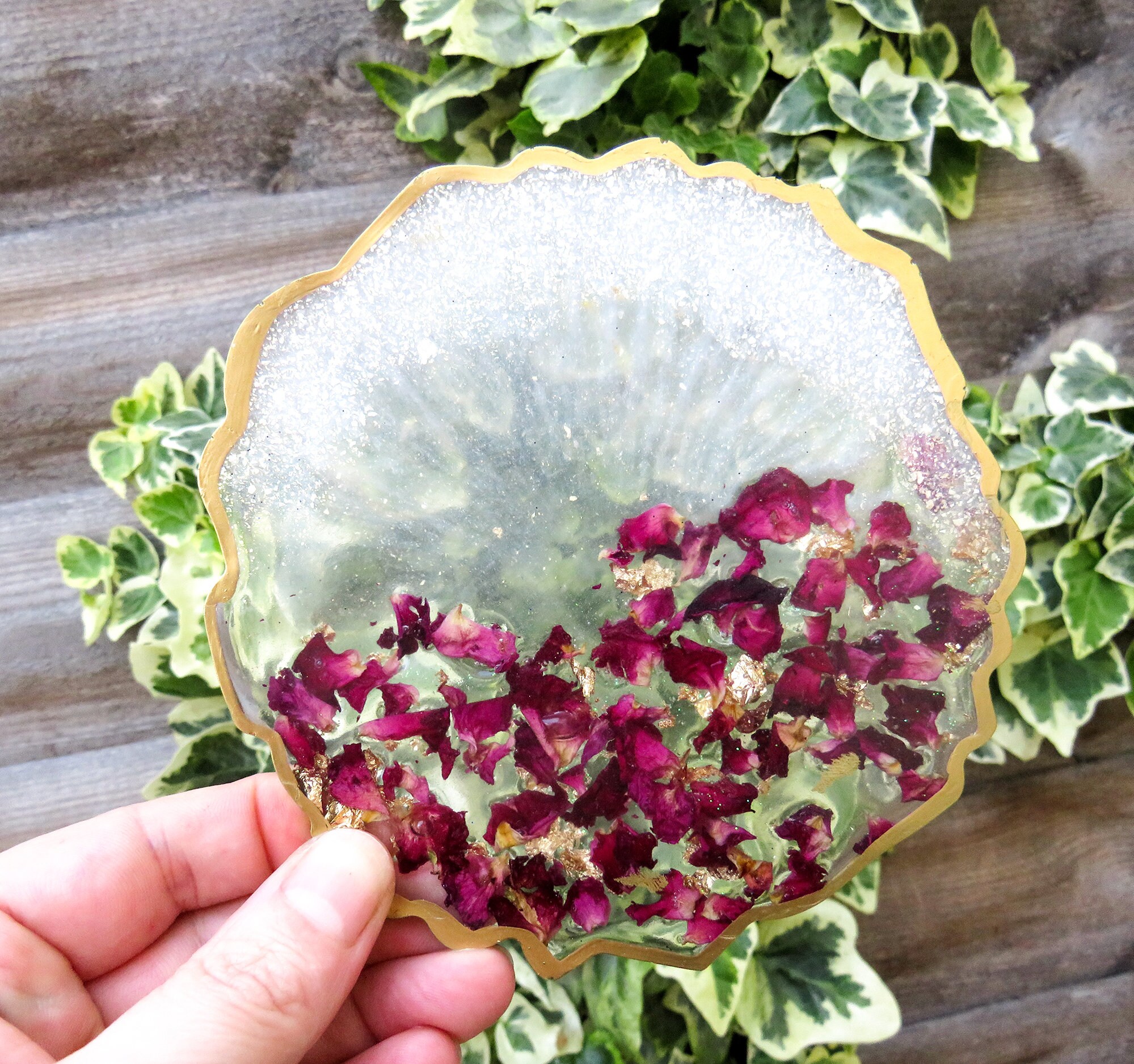 Rose Petal Resin Coaster / Personalized Coaster / Custom Etsy