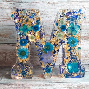 Pressed Flower Resin Letters / Freestanding Light up Letters for Shelf / Handmade Birthday Gift / Large 6 A-Z Personalised Letters image 9