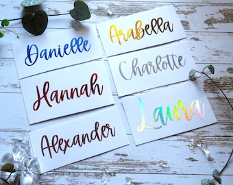 Personalized Vinyl Name Stickers | Custom Text Name Decal | Name Label | Laptop Stickers | Champagne Flutes or Water Bottle Sticker