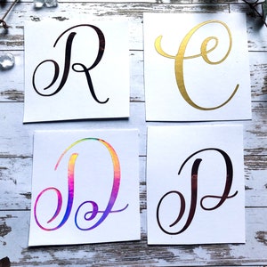 PEGATINAS DE LETRAS / Pegatinas de vinilo con iniciales / Calcomanías de vinilo personalizadas / Pegatinas para portátil / Calcomanías para copas de vino / Pegatinas para vasos / Pegatinas para bodas