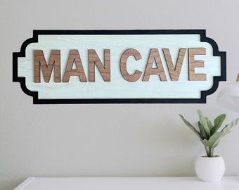 Man Cave Holzschild für Wand oder Tür - Geschenk für den Vater