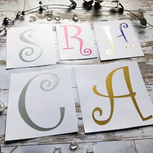 Curly Letter Vinyl Sticker: Custom Initial Decal